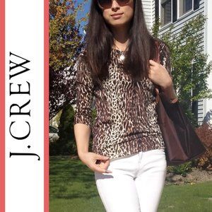 J. Crew | 'Tippi' Leopard Print Wool Pullover Sweater Top
